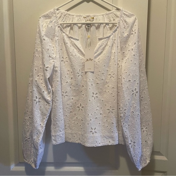 Lilly Pulitzer Maisha Eyelet Top Size L - Picture 1 of 12